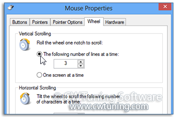 Change mouse's wheel scroll rate - WinTuning Utilities: Optimize, boost, maintain and recovery Windows 7, 10, 8 - All-in-One Utility