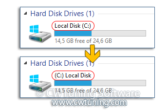 Show computer drive letters before drive name - WinTuning Utilities: Optimize, boost, maintain and recovery Windows 7, 10, 8 - All-in-One Utility