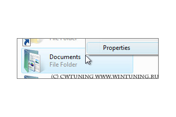 Remove Properties from the Documents icon context menu - This tweak fits for Windows Vista