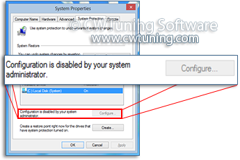 Disable changing settings of System Restore - WinTuning Utilities: Optimize, boost, maintain and recovery Windows 7, 10, 8 - All-in-One Utility