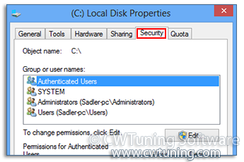 WinTuning: Tweak and Optimize Windows 7, 10, 8 - Remove the Security Tab