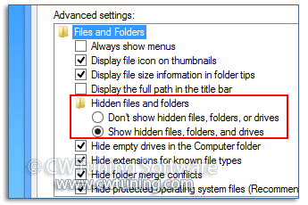 Force files and folders to not be shown - This tweak fits for Windows 8